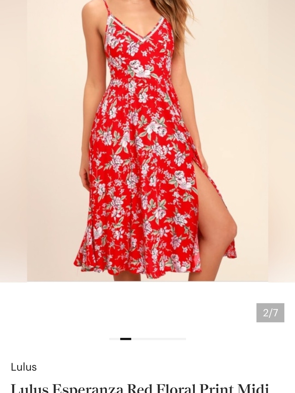 Lulus Red Floral Slip Dress with White Blossom Print